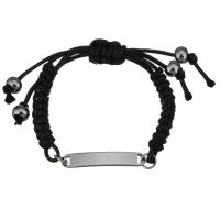 Stainless Steel Woven Ball Bracelets, with Nylon Cord, Unisex & adjustable, black 7mm Approx 5-9 Inch 
