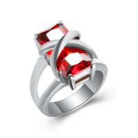 Gemstone Stainless Steel Finger Ring, with Ruby & for woman, original color, 18mm 
