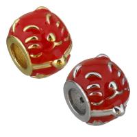 Enamel Brass European Beads, Drum, plated, without troll Approx 4.5mm 