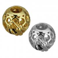 Large Hole Brass Beads, Round, plated, hollow Approx 4mm 
