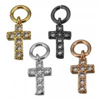 Brass Cross Pendants, plated, micro pave cubic zirconia Approx 3mm 