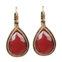 Resin Zinc Alloy Earring, with Resin, Teardrop, gold color plated, hypo allergic & for woman 