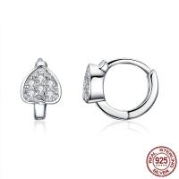 Sterling Silver Huggie Hoop Earring, 925 Sterling Silver, Heart, platinum plated, micro pave cubic zirconia & for woman 