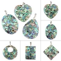 Brass Jewelry Pendants, with Abalone Shell Paper, platinum color plated Approx 