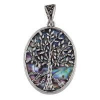 Zinc Alloy Jewelry Pendants, with Abalone Shell Paper, Tree, antique silver color plated Approx 