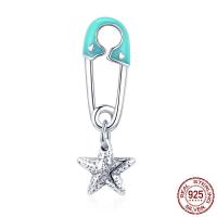 Thailand Sterling Silver European Pendant, Star, without troll & enamel Approx 4.5-5mm 