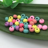 Dyed Wood Beads, Drum, stoving varnish Random Color 