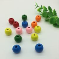 Dyed Wood Beads, Drum, stoving varnish, large hole, Random Color Approx 4mm 