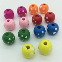 Dyed Wood Beads, Drum, stoving varnish, large hole, Random Color Approx 4mm 