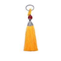 Polyester Yarns Hanging Decoration, with Zinc Alloy, Tassel, antique silver color plated, handmade & DIY 