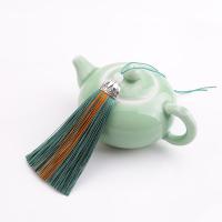 Polyester Yarns Hanging Decoration, with Zinc Alloy, Tassel, platinum color plated, handmade & DIY 