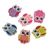 Dyed Wood Beads, Owl, stoving varnish, Random Color Approx 2mm 