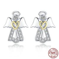 Thailand Sterling Silver Drop Earring, Angel, micro pave cubic zirconia & for woman 