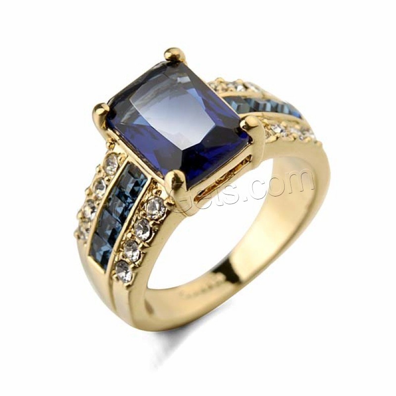 Crystal Zinc Alloy Finger Ring, with Crystal, gold color plated, different size for choice & for woman & faceted & with rhinestone, more colors for choice, Sold By PC