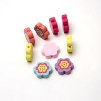 Dyed Wood Beads, Flower, stoving varnish, Random Color, 18mm Approx 1mm 