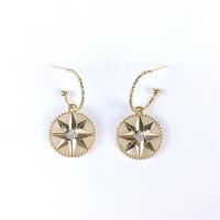Resin Zinc Alloy Earring, with Resin, gold color plated, for woman & with cubic zirconia 