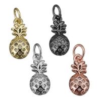 Brass Fruit Pendants, Pineapple, plated, micro pave cubic zirconia Approx 3.5mm 