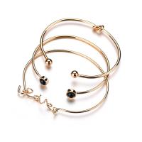 Zinc Alloy Multi Bangle Sets, with Black Agate, gold color plated, three pieces & adjustable & for woman, Inner Approx 60,65,66mm Approx 7.4 Inch, Approx 8 Inch, Approx 8.1 Inch 