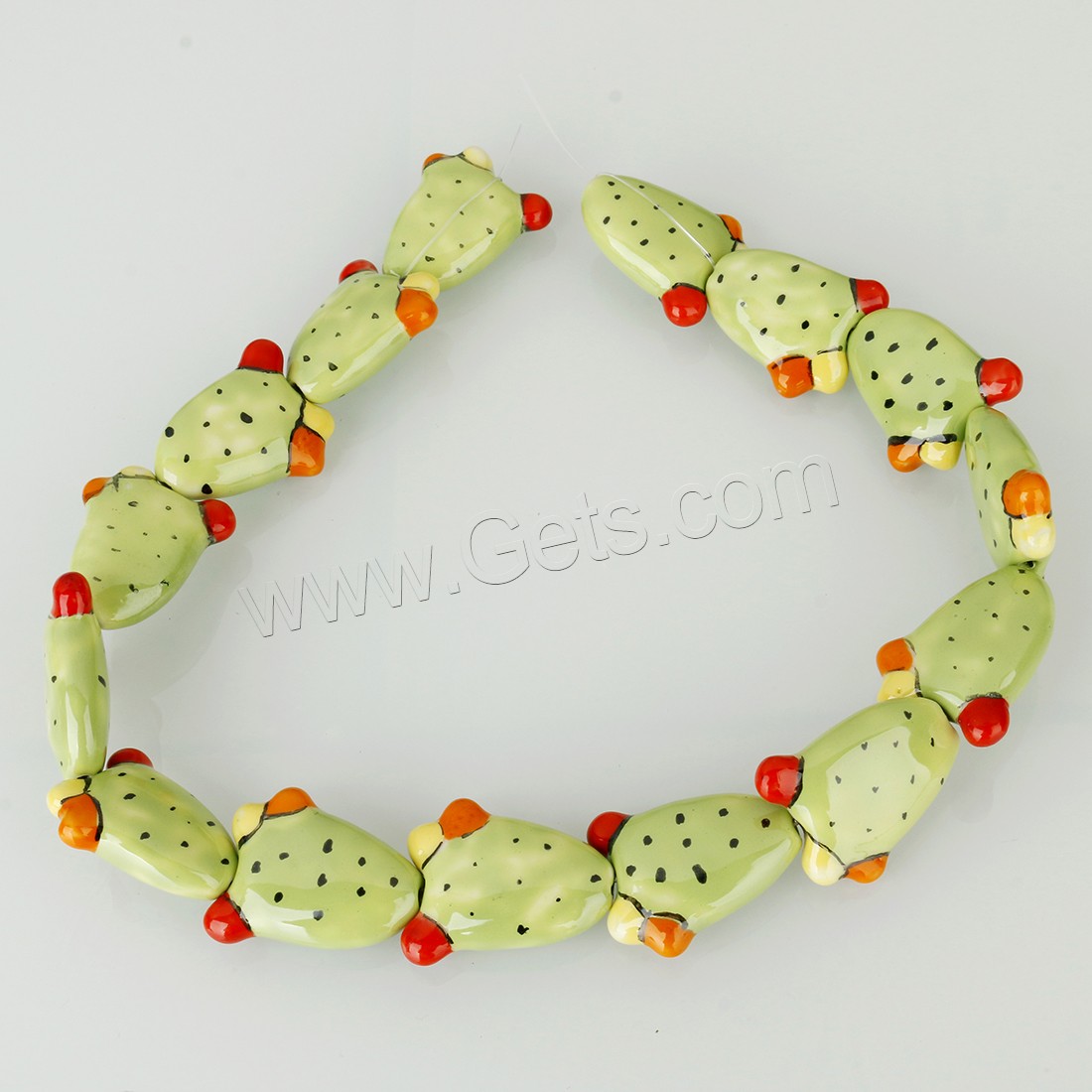 Plant Lampwork Beads, Opuntia Stricta, more colors for choice, Sold By Strand