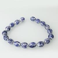 Blaue und weiße Porzellan Perlen, 19x14x14mm, Bohrung:ca. 2mm, Länge:ca. 13.5 ZollInch, ca. 18PCs/Strang, verkauft von Strang