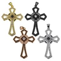 Brass Cross Pendants, plated, micro pave cubic zirconia Approx 