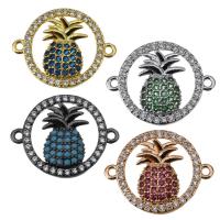 Cubic Zirconia Micro Pave Brass Connector, Pineapple, plated, micro pave cubic zirconia & 1/1 loop Approx 1.5mm 