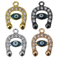 Brass Pendant, Evil Eye, plated, micro pave cubic zirconia & enamel Approx 1.5mm 
