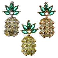 Brass Fruit Pendants, Pineapple, plated, micro pave cubic zirconia Approx 