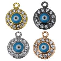 Brass Pendant, plated, evil eye pattern & micro pave cubic zirconia & enamel Approx 1mm 