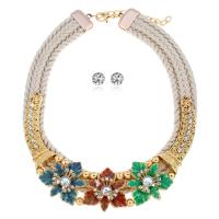 Fashion Zinc Alloy Jewelry Sets, Stud Earring & necklace, Flower 42mm 