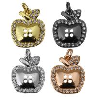 Brass Fruit Pendants, Apple, plated, micro pave cubic zirconia Approx 2.5mm 