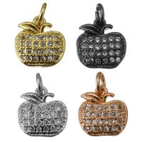 Brass Fruit Pendants, Apple, plated, micro pave cubic zirconia Approx 2.5mm 