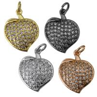 Brass Fruit Pendants, Peach, plated, micro pave cubic zirconia Approx 2.5mm 