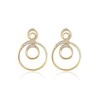 Cubic Zirconia Micro Pave Sterling Silver Earring, 925 Sterling Silver, gold color plated, micro pave cubic zirconia & for woman 
