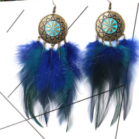 Fashion Feather Earring , Zinc Alloy, plated, for woman, nickel, lead & cadmium free 