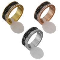 Нержавеющая сталь Rhinestone палец кольцо, нержавеющая сталь, Много цветов для выбора, 7mm, продается PC