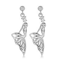 Cubic Zircon Brass Earring, Mermaid, platinum plated, for woman & with cubic zirconia 