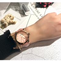 PU Leather Watch Bracelet, gold color plated, for woman & with rhinestone 