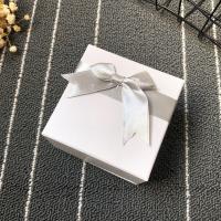Cardboard Watch Box, Paper, with ribbon bowknot decoration, white 