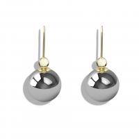 Brass Drop Earring, sterling silver earring hook, Round, plated, for woman 
