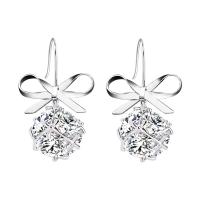 Cubic Zircon Brass Earring, Bowknot, plated, for woman & with cubic zirconia 