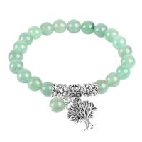 Natural Stone Bracelet, with Alloy, Tree, for woman, 8mm Approx 7.8 Inch 