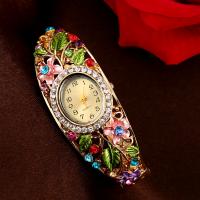 Bangle Watch, Zinc Alloy, gold color plated, for woman & with rhinestone nickel, lead & cadmium free 