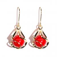 Plastic Pearl Zinc Alloy Earring, with Plastic Pearl, Teardrop, plated, Korean style & for woman 33*12mm 