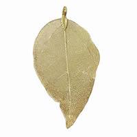 Plating Natural Leaves Pendants, Real Leaf, with Brass, gold color plated - Approx 1-3mm 