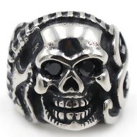 Stainless Steel Finger Ring, Titanium Steel, ring shape, Unisex & blacken, 22mmx20mm 