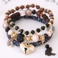 Zinc Alloy Bracelet, with Crystal, three layers & for woman Approx 6.69 Inch 