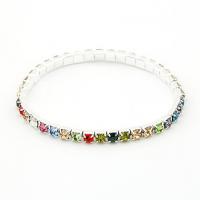 Zinc Alloy Rhinestone Bracelets, silver color plated, for woman & with rhinestone Approx 6.4 Inch 