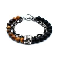 Stainless Steel Bracelet, with Black Stone & for man Approx 8.46 Inch 