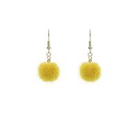 Fluffy Pom Pom Earrings, Zinc Alloy, Round, gold color plated, for woman & flocky 33mm 